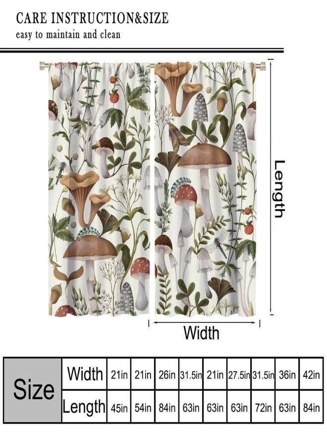 YCness Mushroom Boho Curtains Woodland Nature Plant Art Printed Window Drapes for Bedroom Living Room Kitchen Decor Fabric Set 2 Panel 42x45 Inch 30% Shading Rate - Image 2